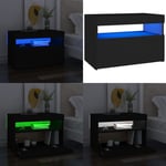 Sängbord med LED-belysning svart 60x35x40 cm konstruerat trä - Sängbord - Säng Bord - Home & Living