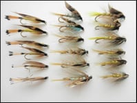 Sea Trout Fishing flies, 18 Pack Large Hook Wets, Invicta's and Woodcock 6 & 8
