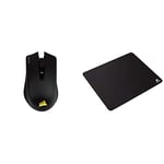 Corsair Harpoon Wireless RGB Wireless Rechargeable Optical Gaming Mouse - Black & MM100 Medium Cloth Surface Mousepad (Glide-Optimised Textile Surface, Anti-Slip Base) - Black