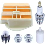 Luftfilterset Kompatibelt med Husqvarna 445 450 445E 450E 445E-II 450-II Motorsåg, ADEFOL Luftfilter + Bränslefilter + Tändstift Hg