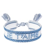 DARK Woven Friendship Bracelet with Crystals "Je t'aime" White wi