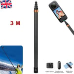 Carbon Fiber Selfie Stick Adjustable Extension Pole For Insta 360 X3 ONE RS UK