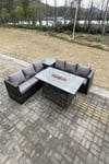 Outdoor Rattan Gas Fire Pit Dining Table Sets Gas Heater Side Table 6 Seater