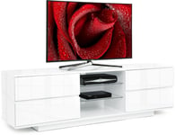 Centurion Supports Avitus High Gloss White with 4-High Gloss White Drawers & 3-Shelf 32"-65" LED/LCD/Plasma Cabinet TV Stand