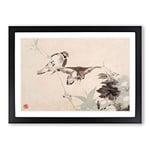 Big Box Art Two Birds by Ren Yi Framed Wall Art Picture Print Ready to Hang, Black A2 (62 x 45 cm)