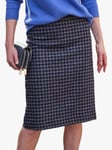 Pure Collection Check Wool Pencil Skirt, Blue