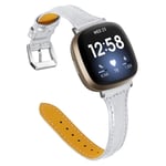 TenCloud Straps Compatible with Fitbit Versa 3 Strap, Replacement Slim Leather Wrist Band Bracelet for Fitbit Sense/Versa 3 Smartwatch (Silver)