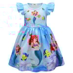 Barnens Sjöjungfru Prinsessa Ariel Tryckt Festklänning Flickor Casual A-linje Klänningar Light Blue 4-5Years