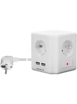 Pro 4-way socket cube with switch and 2 USB ports whi