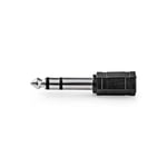 Stereo Audio Adapter | 6.35 mm Hane | 3.5 mm Hona | Nickelplaterad | Rak | ABS | Svart | 1 st. | Låda