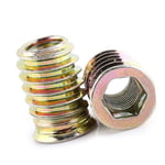 Insatsmutter i mutterträ, sexkantig hylsmutter för möbelmontering (M8*20mm)
