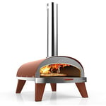 ZiiPa - Four à pizza Piana, Four à pizza d'extérieur compact, Four à pizza à pellets, feu de bois, Four avec plaque tournante pour une cuisson 360°, Thermomètre intégré, Couleur Terracotta