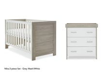 Obaby Nika 2 Piece Nursery Furniture Set - Grey and White