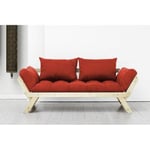 Inside75 Banquette méridienne style scandinave futon rouge BEBOP couchage 75*200cm