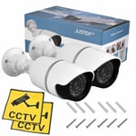 2 x DUMMY BULLET CCTV SECURITY CAMERA FLASHING LED INDOOR OUTDOOR FAKE CAM UK