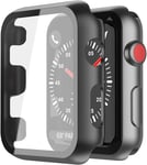 Yolin [2-Pack] Hard Protective Case Compatible with Apple Watch Series 3 42mm, PC Ultra-Thin All-around Screen Protector For iwatch 42mm (2 Black)