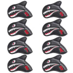 CRAFTSMAN GOLF Iron Covers Shark Embroideried with 3D Fin 8pcs Black Golf Iron Club Headcover Set with Large Red No.