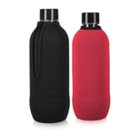 Cooler Sleeves for SodaStream Bottles - Set of 2, Black Red