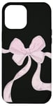 iPhone 15 Plus Light Pink Ribbon Bow On Black Case