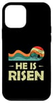Coque pour iPhone 12 mini T-shirt chrétien « He Is Risen Sun Resurrection Easter »