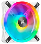 Corsair iCUE QL120 RGB, 120 mm RGB LED PWM Fan (34 Individually Addressable RGB LEDs, Speeds Up to 1,500 RPM, Low-Noise) Single Pack - White