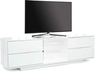 Homeology AVITUS ULTRA White with White Beam-Thru Glass Door 32"-65" TV Cabinet