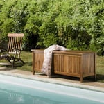 Macabane - hanna - Coffre de jardin piscine en bois teck huilé 165x55cm - Marron