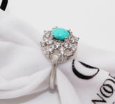Sterling silver ring orientalisk äkta turkos sten samt zirconia stenar