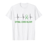 Lime Green Ribbon Heartbeat EKG Pulse Spinal Cord Injury T-Shirt
