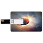 32G USB Flash Drives Credit Card Shape World Memory Stick Bank Card Style Days Cycle Theme Rising Sun Planet in Space Astronomy Cloudscape Atmosphere,Yellow Blue Beige Waterproof Pen Thumb Lovely Jump