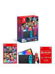 Nintendo Switch Oled Oled Console Neon Blue/Neon Red + Mario Kart 8 Deluxe Bundle + 3 Months Nintendo Switch Online - + Mario Wonder & Minecraft