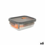Hermetisk matlåda MasterChef Grå Transparent Rektangulär 630 ml (6 antal)
