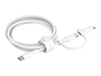 Belkin Boostcharge Pro 2-In-1 - Usb-Kabel - 24 Pin Usb-C (Hane) Till 24 Pin Usb-C, Lightning (Hane) - Usb 2.0 - 1.5 M - Snabbladdning Upp Till 60 W, Up To 480 Mbps - Vit