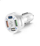 4 Ports USB Car Charger Quick multi usb Cigarette lighter adapter 3.0 Fast Car phone charger For Samsung Huawei Xiaomi iphone usb car charger multi usb ports Phone Charger QC 3.0 (White)