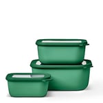 Mepal – Multi Bowl Cirqula 3-Piece Set – Food Storage Container with Lid - Suitable as Airtight Storage Box for Fridge & Freezer, Microwave Container & Servable Dish - 750, 1500, 3000ml - Vivid green