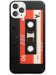Retro Cassette Tape - Red Slim Phone Case for iPhone 12 | 12 Pro TPU Protective Light Strong Cover with Mixtape Vintage Vintage Music Old School