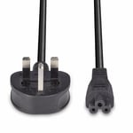 Lindy 1m UK 3 Pin Plug to IEC C5 Cloverleaf Power Cable, Black :: 30460  