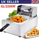6L Commercial Electric Deep Fryer Fat Chip Frying Pan & Basket Stainless Steel