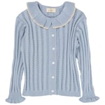 Copenhagen Colors Pointellestickad Cardigan Med Krage Dusty Blue | Blå | 86 cm