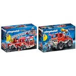 Playmobil - Camion de Pompiers avec Échelle Pivotante - 9463 & 4X4 de Pompier avec Lance-Eau - 9466