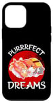 Coque pour iPhone 12 mini Purrrfect Dreams Chat sushi endormi amusant pour homme, femme, enfant