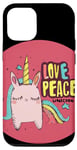 Coque pour iPhone 15 Pro Costume de licorne mignon pour l'amour et la paix