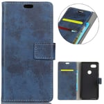 KM-WEN® Case for Google Pixel 3 (5.4 Inch) Book Style Retro Scrub Pattern Magnetic Closure PU Leather Wallet Case Flip Cover Case Bag with Stand Protective Cover Blue