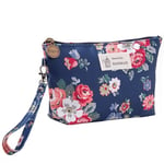 Women Cute Fashion Flowers Pattern Storage Cosmetic Handbag Navy Blue
