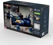 Tower T800232MNB Cavaletto Midnight Blue/Rose Gold 5 Piece Cookware Set - New