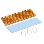 sourcing map M.2 Aluminum Heatsink Kit 70x22x6mm Slotted Design Golden Tone with Silicone Thermal Pads for 2280 SSD