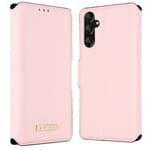 SKALO Samsung A14 4G/5G MUXMA Saffiano PU-Läder Plånboksfodral - Rosa Rosa