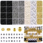 5000 st Polymerlera Pärlor Armband Tillverkningssats Vänskapsarmband Pärlor Kit Heishi Pärlor Polymer Platta Runda Lera Pärlor för Armband Smycken Tillverkning med Le Black Series Clay Beads