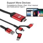 3 In 1 Micro Usb/for Ios/type-c To Hdmi Hd 4k Video Hdtv Con