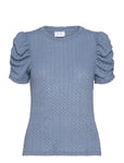 Vianine S/S Puff Sleeve Top - Noos Tops T-shirts & Tops Short-sleeved Blue Vila